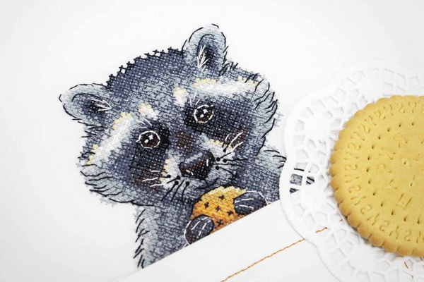 Happy Racoon. Cross stitch kit for cloth embroidery  MP Studio B-246