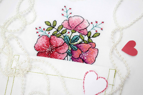 Red Flowers Cross stitch kit for cloth embroidery  MP Studio B-249