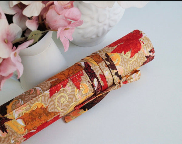 Project Roll/Bag for Embroidery Process, Embroidery Holder, Craft Keeper. Maple Leaf pattern.