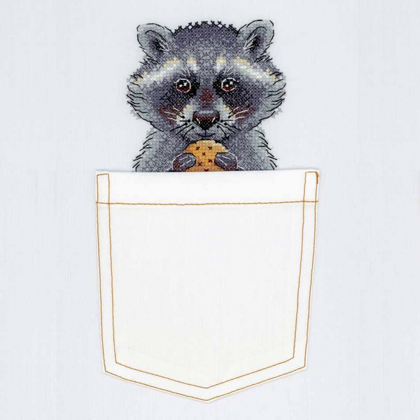 Happy Racoon. Cross stitch kit for cloth embroidery  MP Studio B-246