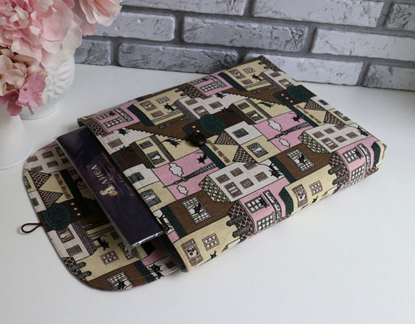 Embroidery keeper, Project Holder Needlework Organizer. Cat on the roof(pink) pattern