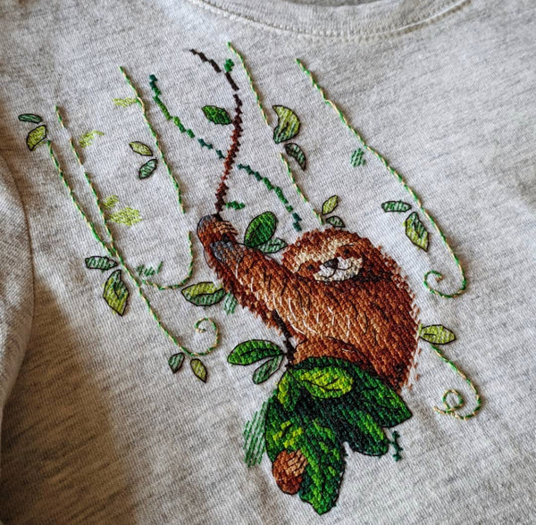 Perky sloth.  Cross stitch kit for cloth embroidery  MP Studio B-538
