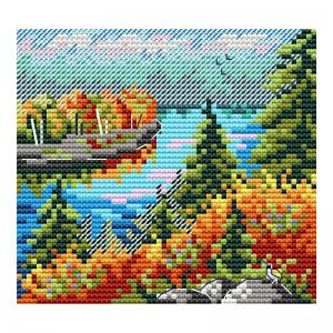 Miniature: Fall Forest. Cross stitch kit. MP Studio M-615