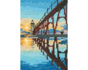 Bridge to Manistee north pierhead lighthouse. Cross Stitch Kit RTO C304