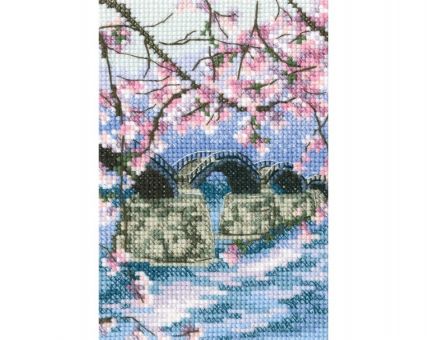 Kintai bridge arching over the Nishiki river. Cross Stitch Kit RTO C309