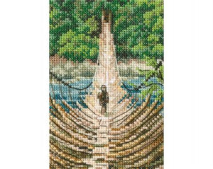 Hanging bamboo bridge on the Siang river. Cross Stitch Kit RTO C311